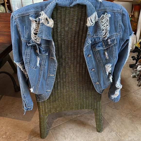 Jeans wear distressed denim jean jacket large xl - Picture 7 of 9